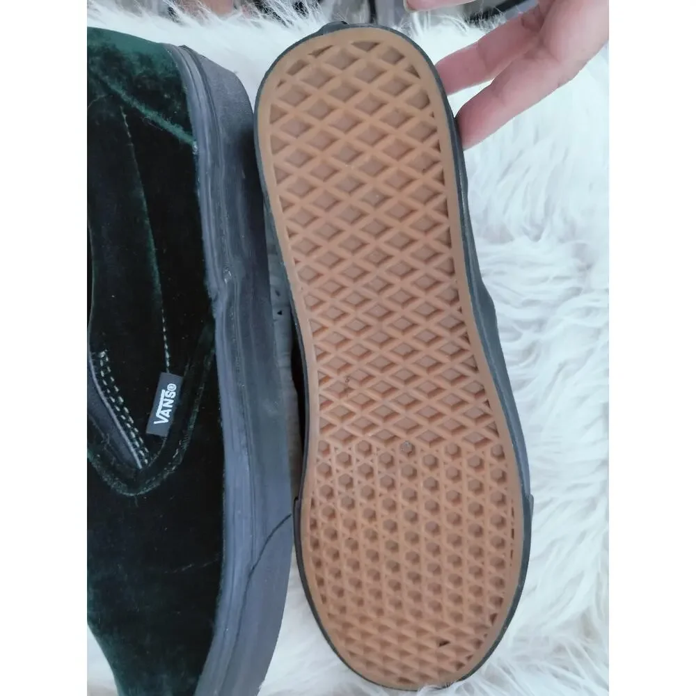 5707) Vans Men Classic Forest Green Velvet Slip On Shoes US M 11.5